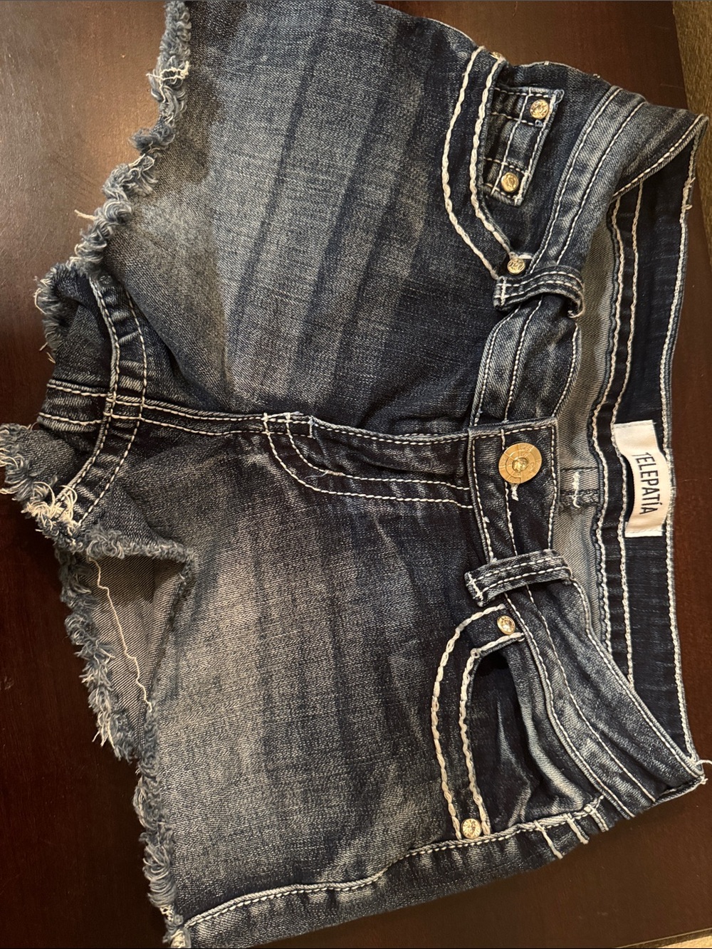 Telepatia Women's Distressed Dark Blue Denim Shorts Size 27/5